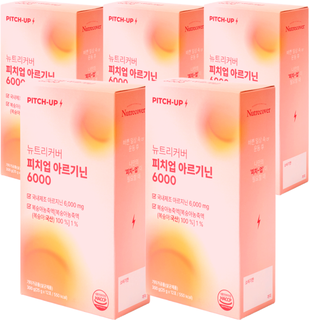 피치업 국내산 L아르기닌 6000 프리미엄 단백질 에너지 젤리 스틱, 5박스, 300g