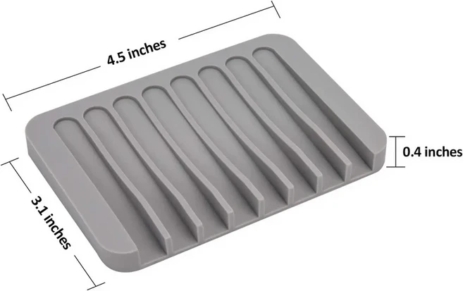 자체 배수 비누 접시 샤워 욕실 주방 면도기 스폰지에 대한 프리미엄 실리콘 홀더 보호기, 01 그레이