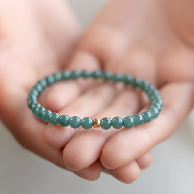 아임봄 자연의 에너지 청수비취 천연돌 옥팔찌 청명한 맑은옥 팔찌 안정감 번영 행운 재물팔찌