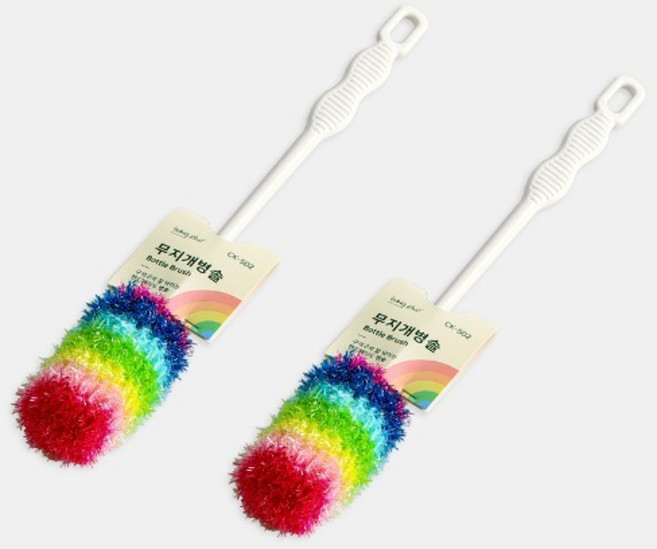 무지개병솔 아크릴병솔 세척브러쉬 컵병솔 물병솔, 2개, 혼합색상