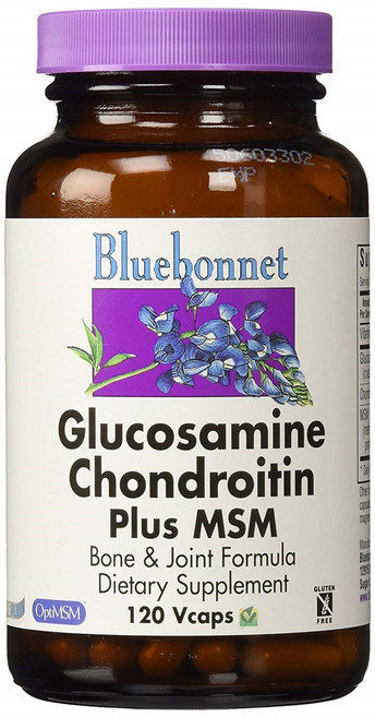 Bluebonnet 葡萄糖胺軟骨素MSM植物膠囊 無麩質 無糖, 120顆, 1罐