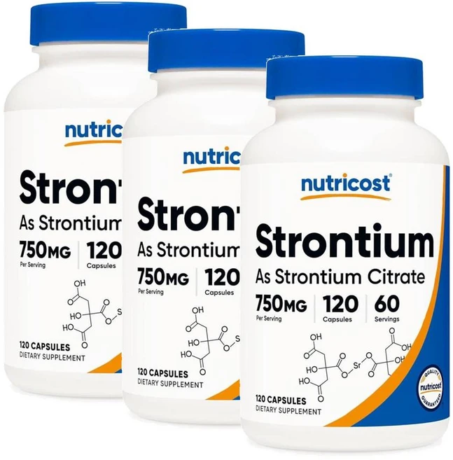 뉴트리코스트 스트론튬 750mg 캡슐 Nutricost Strontium, 120정, 3개 - 쿠팡