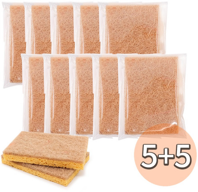 워니네 이태리 천연 호두껍질 양면수세미(판촉용 무지포장) 무흠집 제로웨이스트 천연수세미, 10개, 1개입