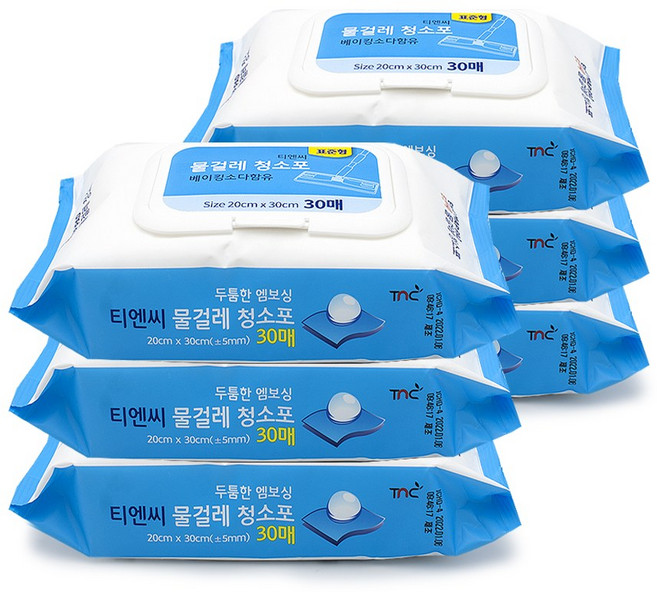 티엔씨 물걸레 청소포 30매, 6개