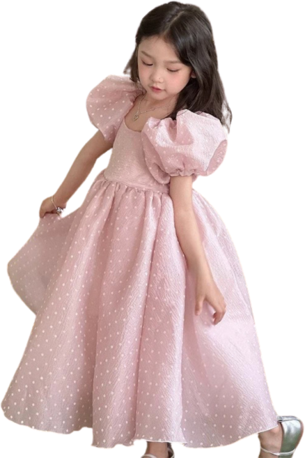 삐삐네옷가게 여아용 키즈 어린이 샤인 퍼프 도트 프린세스 드레스