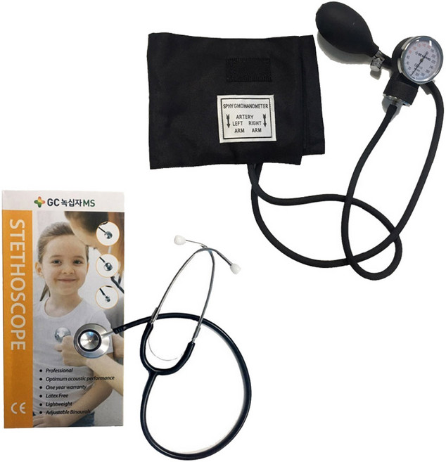 녹십자 아네로이드 메타 혈압계 HS-2000 + 양면청진기 HS-30B, 1개