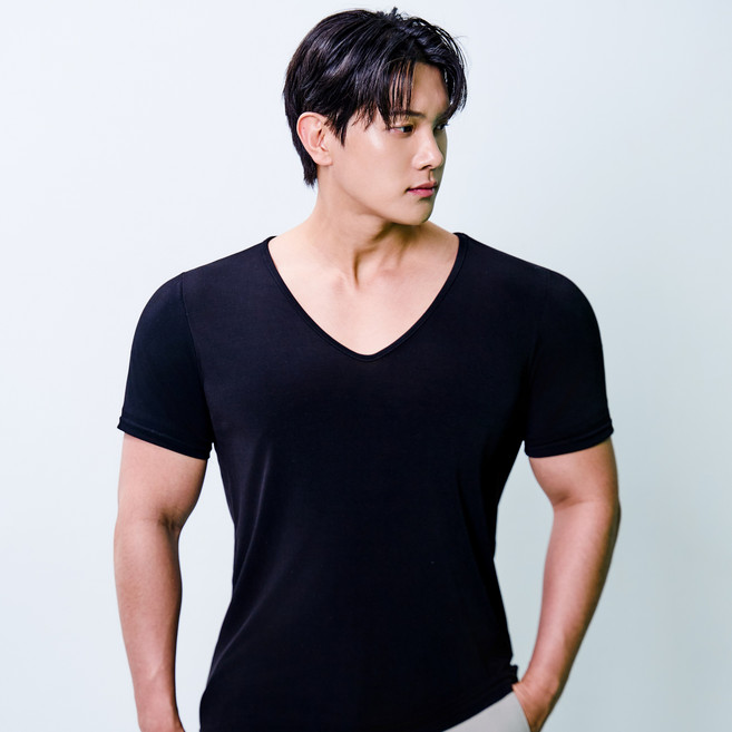 디바라 +4.5CM 남자 어깨뽕 보정속옷 티셔츠 런닝 브이넥 X1.5 핏체인저