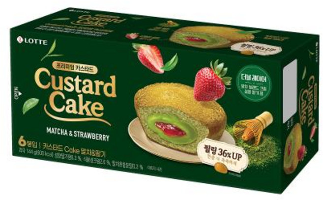 롯데 카스타드 Cake 말차&딸기 6입, 1개, 144g