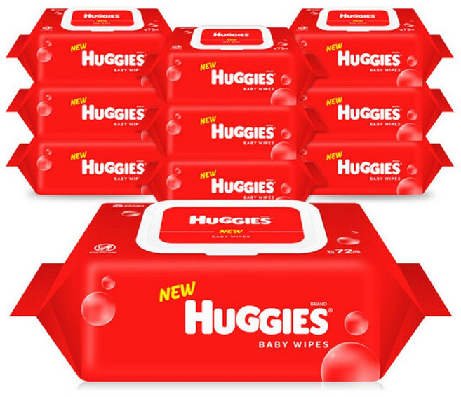 하기스 레드 물티슈 캡72매X10팩, 65g, 72매, 10박스