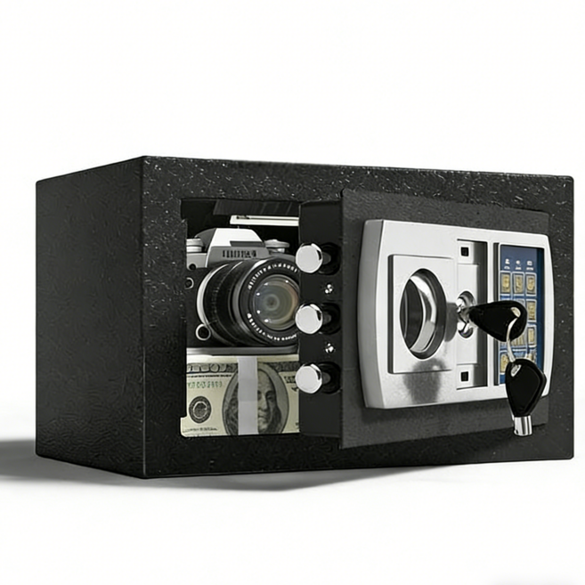 디지털금고 중형금고 가정용금고 사무실금고 내부선반 1단 금고 비밀번호 금고 20CM, 검은색