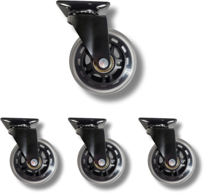 옐로구르미 무소음 우레탄 바퀴 베어링 평판 회전 3인치, 4개