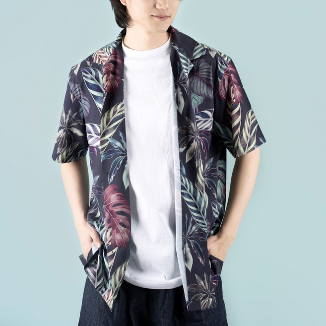 엘엑스티 남녀공용 구김없는 냉감 쿨링 오버핏 오픈카라 하와이안 반팔 셔츠