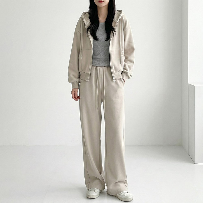 UPPERCUT 여성 후드 집업 트레이닝 세트 상하의 셋업 빅사이즈