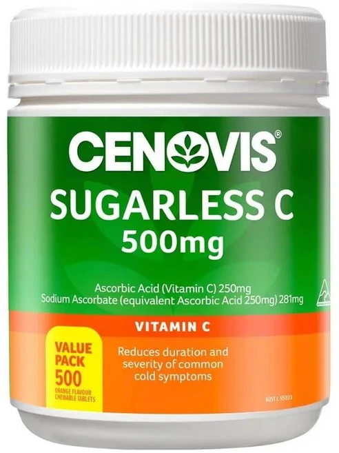 호주 세노비스 Cenovis Sugarless C 500mg Chewable 슈가레스 비타민C 500mg 츄어블, 1개, 500정 - 쿠팡