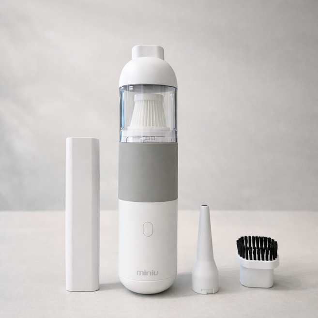 미니유 차량용 미니 핸디 무선 청소기, 화이트