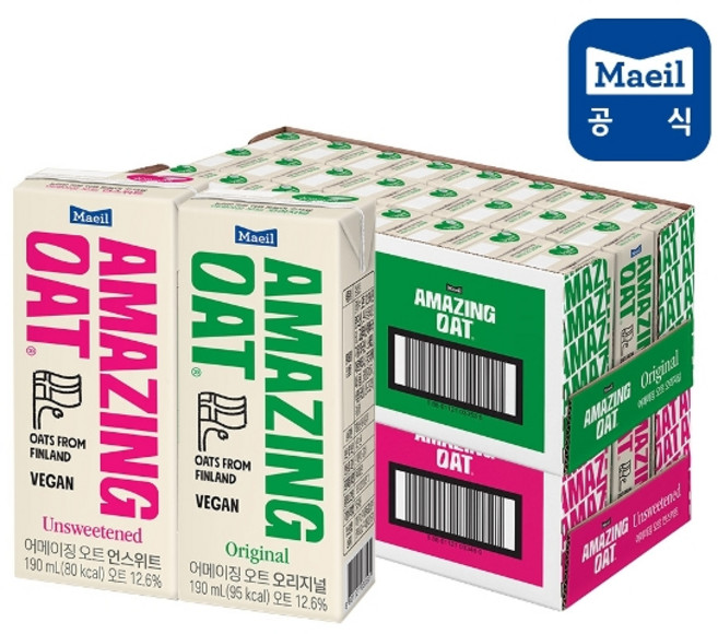 매일우유 매일 어메이징 오트 혼합 언스위트 190ml 24팩 + 오리지널, 1세트