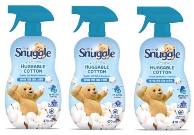 스너글 섬유탈취제 허거블 코튼, 470ml, 3개