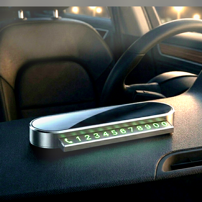 더프레즌트 NEW 심플 슬라이드 번호숨김 야광 주차번호판, 1개, 블랙