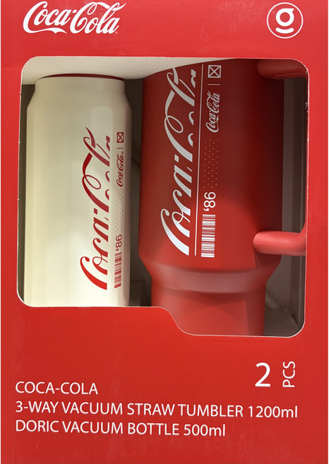 점_코카콜라 3웨이 진공 스텐 빨대 텀블러1200 도릭 진공 보틀 500 세트 내부s316 외부s304, 2개, 1700ml, 레드박스-레드텀블러1200+화이트보틀500