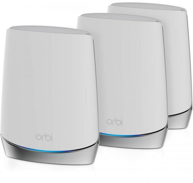 NETGEAR Orbi 전체 홈 트라이밴드 메시 WiFi 6 시스템 RBK753S - 1년 장갑 인터넷 기능 포함 2개의 위성 익스텐더가 있는 라우터 | 최대 7 500평방피트, 1개