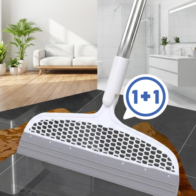 1+1 실리콘 빗자루 스퀴지 먼지제거 스크래퍼 물기제거, 화이트, 2개