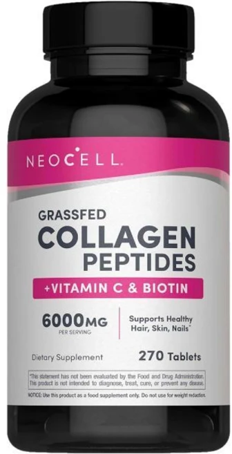 콜라겐 피부 탄력 비타민 C와 비오틴이 함유된 네오셀 슈퍼 모발 손톱 제 정제 270캔 1병 포함, 1개, 180정 - 쿠팡