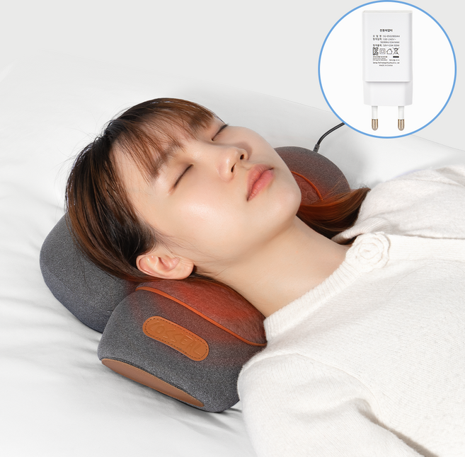 목 마사지 베개 에어리프팅 마사지 경추 스트레칭 진동 안마기, 차콜그레이, NS