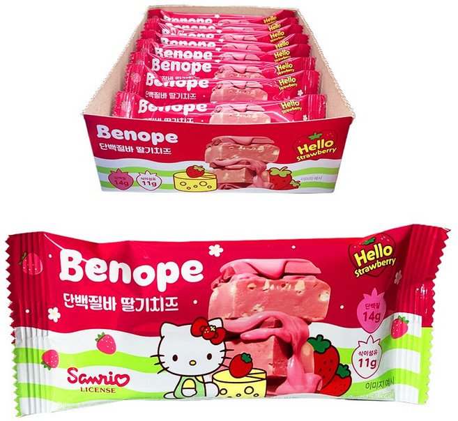 딸기키티 베노프 단백질바 딸기치즈, 20개, 50g