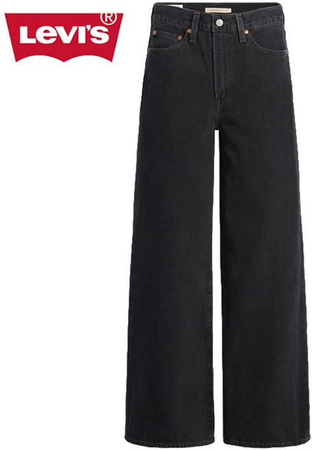 [매장발송] 리바이스 여성 청바지 흑청데님 하이라이즈 와이드 일자바지 블랙진