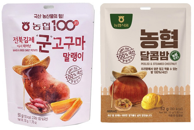 농협 고구마말랭이+달콤밤_무첨가 무설탕 국내산 고구마와 밤으로 건강한 영양가득 원물간식 어른 아이 다이어트 건강간식, 1세트, 102g