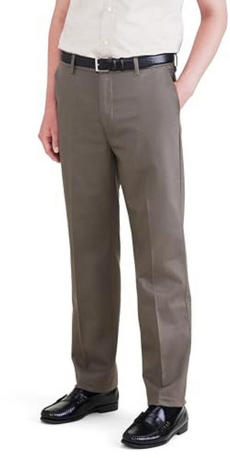 Dockers 남성용 Dockers 남성용 시그니처 카키 스트레이트 핏 아이언 프리 스테인 디펜더 다크 페블