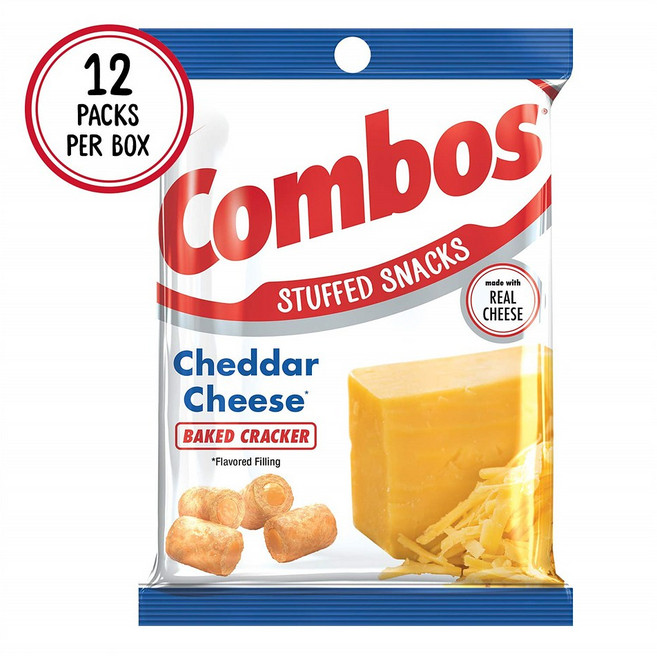 COMBOS 콤보스 체다 치즈 크래커 베이크 스낵 6.3 oz(179g) 12팩, 179g