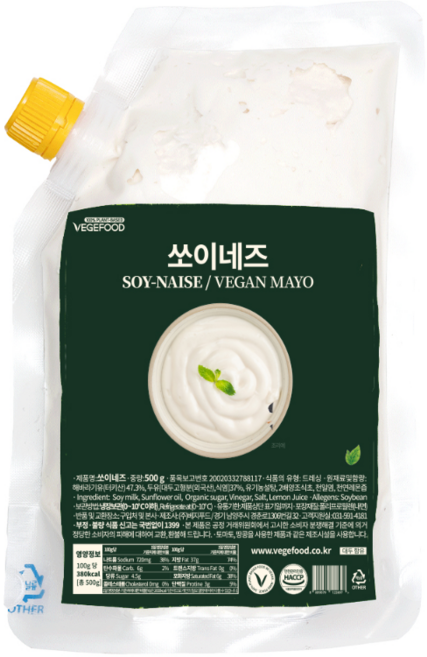 두유로만든 비건 마요네즈 쏘이네즈 500g 무오신채 비건푸드 착한칼로리, 1개