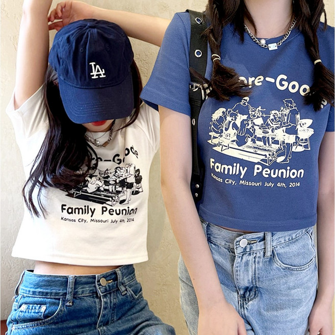 로지 아모르 여성 크롭티셔츠 2P