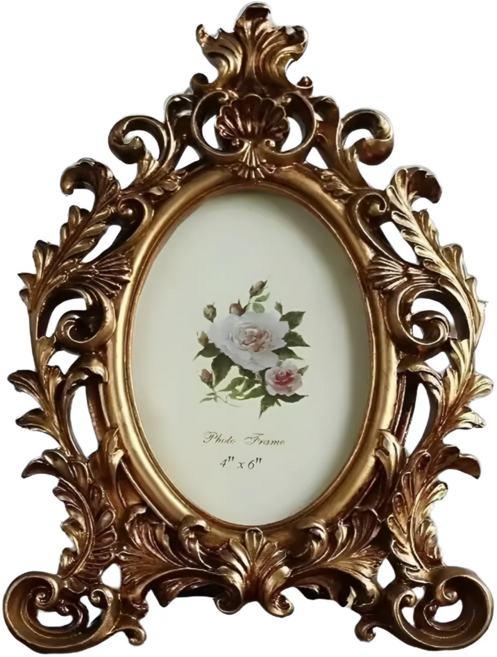 리프하나 타원형 앤틱 테이블 액자, 1개, 앤틱골드