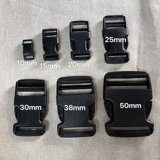 [세아퀼트] 플라스틱버클 버클 10mm 15mm 20mm 25mm 30mm 38mm 50mm (끈 폭 너비와 같은 사이즈로 주문), 검정, 1개