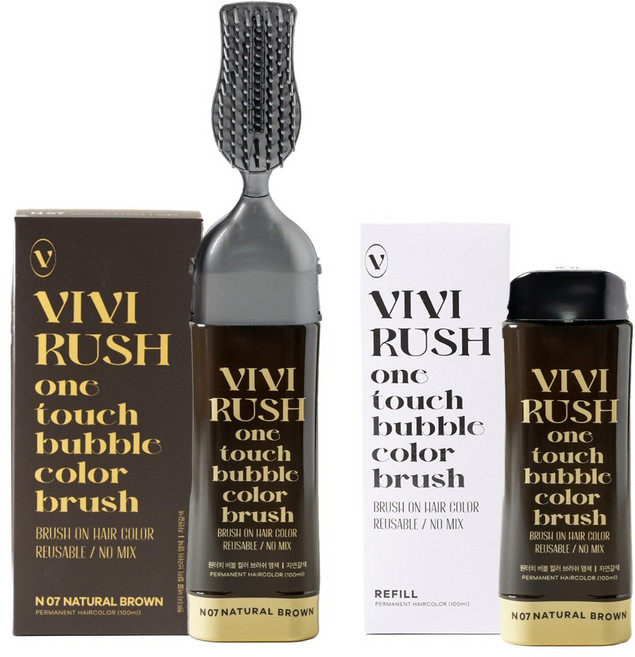 비비러쉬 버블 새치전용 염색약 6회분 200ml, 1세트, N07내추럴브라운(자연갈색)