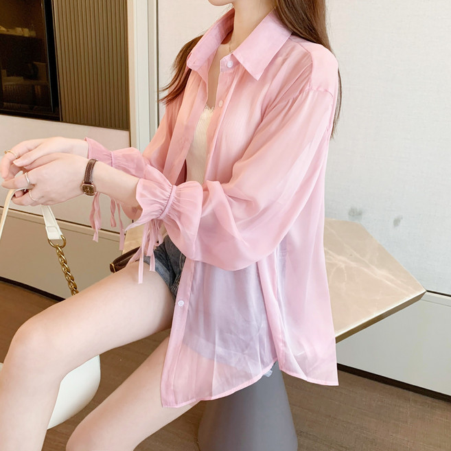 투니스 여성 아이스 실크 쉬폰 블라우스