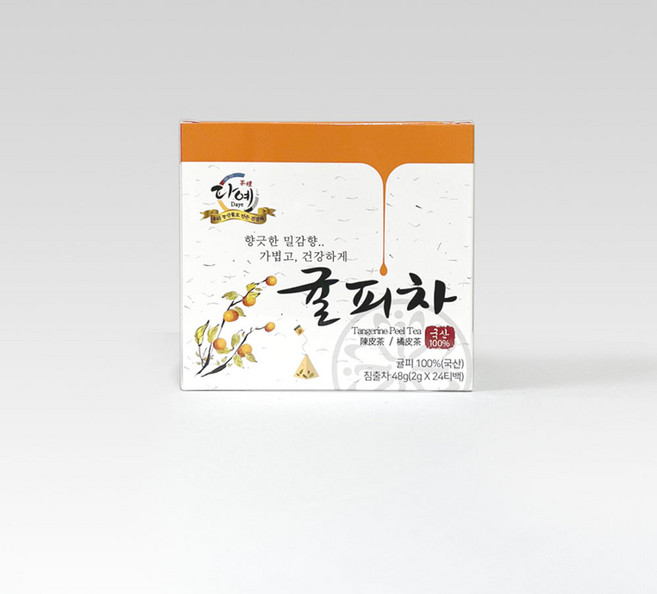 [본사직영] 다예 100%국산 귤피차 삼각티백 24티백, 48g, 24개입, 6개