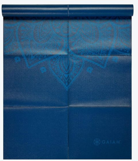가이암 요가 매트 접이식 여행 피트니스 및 운동 모든 유형의 필라테스 바닥 운동을 위한 매트68L x 24W 2mm 두께, Blue Sundial, 1개