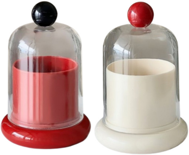 일상채움 면봉 치실 이쑤시개 투명 컬러 케이스, 2개, 아이보리+레드