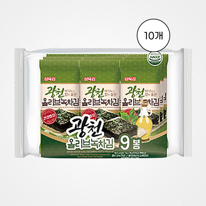[삼육김] 광천 올리브녹차 전장김 20g 3번들 3개입 3봉 10팩