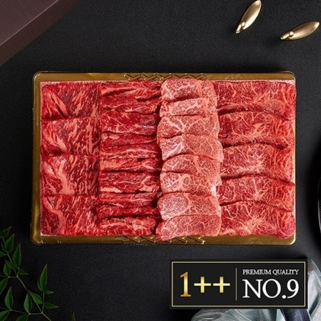감동 [냉장] [한우대가 No9] 1++(9등급) 프리미엄 구이2호 1.5kg(채끝+갈비살+살치+부채or업진), 1세트