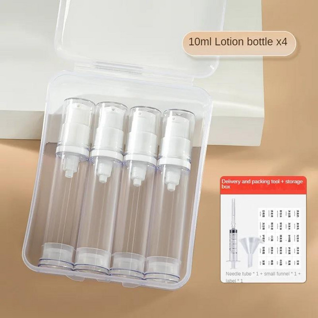 공병1세트 5-15ML 명확한 빈 리필 가능 에어리스 진공 펌프 크림 로션 및 스프레이 휴대용 병 용품 샘플 포, 03 10ml-Lotion-Bottlex4, 1개