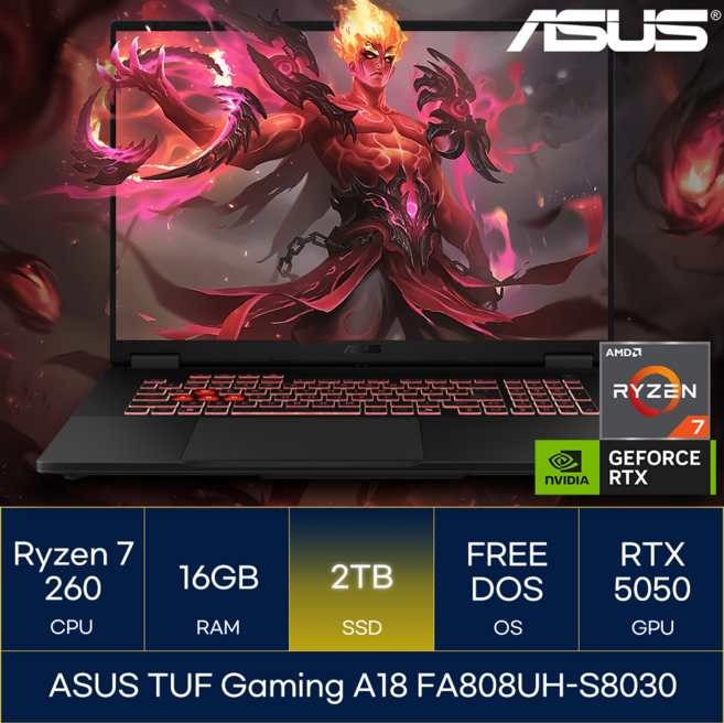 ASUS TUF Gaming A18 FA808UH-S8030, Free DOS, 16GB, 2TB, 예거 그레이