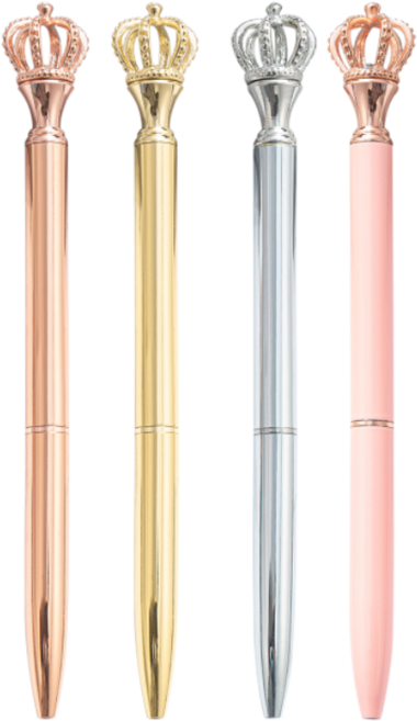 [신혼일기] 보석 큐빅 크라운 다이아몬드 보석펜 판촉물 각인 답례품, 골드