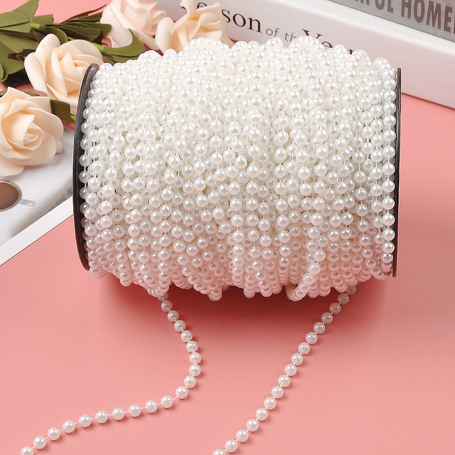 액세서리 5mm 6mm DIY 보석 체인 3mm 비즈 진주 4mm 라인 모조 웨딩 파티 장식 조사 공예 5M/로트 인조, 3mm 5Meters, White, 1개