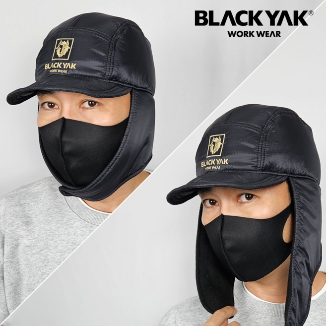 블랙야크 패딩 방한모자 귀달이 군밤모자 트래퍼캡, 블랙