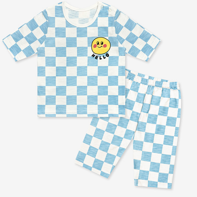 멜리스 국내생산 헬로블루 7부 모달 슬러브 실내복 내의 상하의 세트