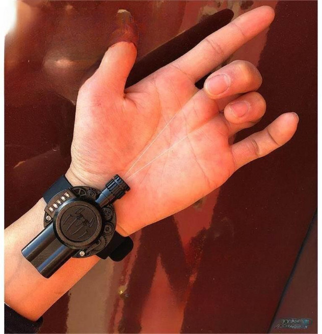 스파이더맨 거미줄 발사기 코스프레 할로윈 손목 악세사리, 표준 구성, 1개, 레드 스파이더 마스크 라이트업